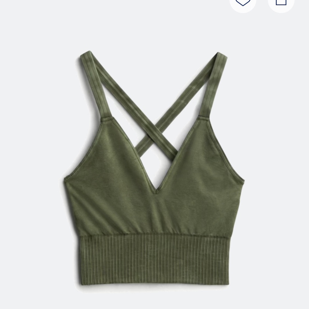 FP Movement by Free People Olive Cross-Back Crop Top